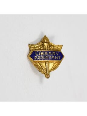 Vintage Library Assistant Torch Wings Lapel Pin Award Badge Collectible Metal